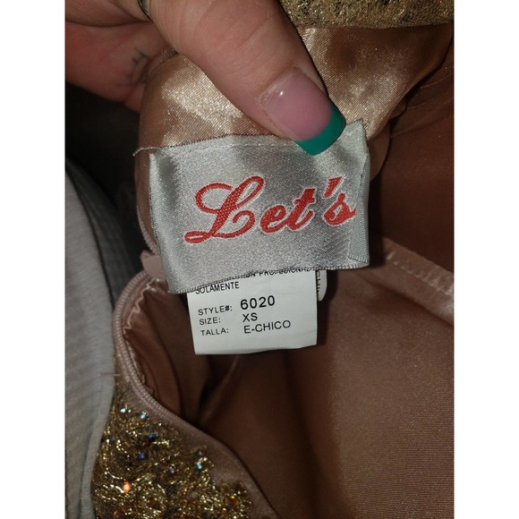 Like New Coral and gold beaded dress size XS - Picture 8 of 10